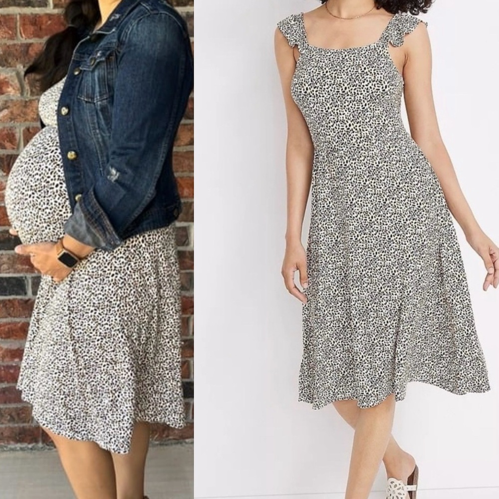 Maurice’s Animal Print Ruffle Strap Midi Dress Size S